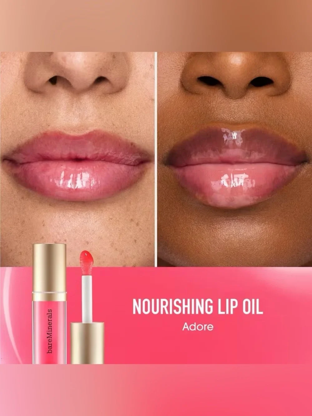 bareMinerals Nourishing Lip Oil Adore Cherry Tinted Lip Gloss New